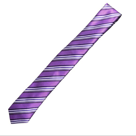 Vesuvio Napoli in Italy Striped Skinny Tie Purple - Picture 1 of 3